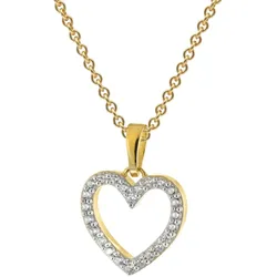 trendor 68216 Damen Herz-Anhänger Gold 333/8K Mit Vergoldeter Silberkette, 42 cm