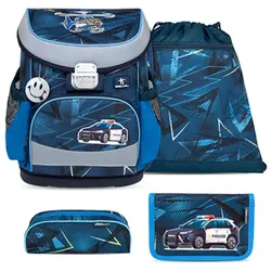 Belmil Mini-Fit Schulranzen-Set 4-teilig  Police  mit Brustgurt Police Schulranzen Set