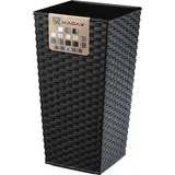 Famanu Blumentopf Schwarz Rattan für Innen und Außen, 57 cm hoch - Wetterbeständig und stilvoll