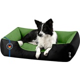 BedDog Hundebett LUPI, Hundekissen mit abziehbaren waschbaren Bezug, Hundekorb, Hundesofa, für mittel-große Hunde, L, schwarz-grün