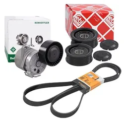 Schaeffler Ina Riemenspanner + Keilrippenriemen + 2x Umlenkrolle für Mercedes-Benz