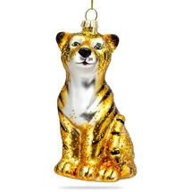 SIKORA Tiger besondere Weihnachtskugel Glas Christbaumschmuck Deko Figur Weihnachten Anhänger Ornament - Trend Line - BS463