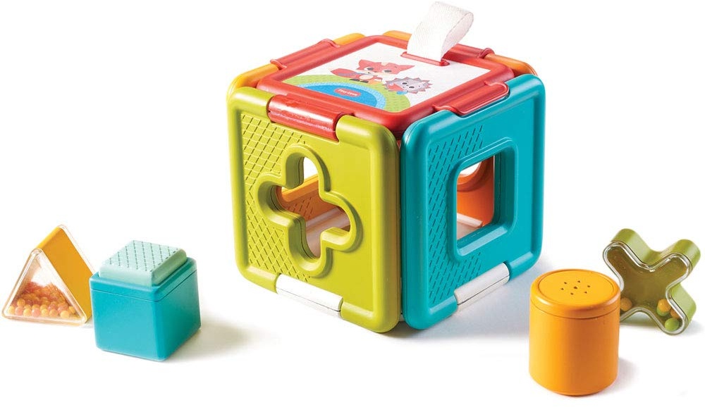 Tiny Love 2-in-1 Steckwürfel & Spielwürfel, interaktives Babyspielzeug zum Spielen und lustigen Puzzeln, nutzbar ab ca. 6 Monate, Meadow Days