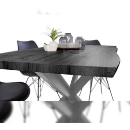 Sam Esstisch Baumkante Holz-Optik Grau 120 x 80 Spider-Gestell silber JOSY