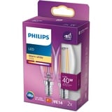 Philips Classic LEDcandle Kerze ND E14 4.3-40W/827 B35 CL, 2er-Pack (929001889767)