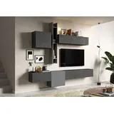 Home Affaire Wohnwand HOME AFFAIRE "Infinity, 6tlg. Breite 262 cm, Höhe variabel, Schrankwand, Anbauwand", grau (steingrau (ardesia), bleigrau (piombo)), B:262cm H:220cm T:30cm, Kastenmöbel-Sets, Wohnwand, (Lowboard hängend, 2x Hängeschrank, 2x Hängewürfel, Wandregal)