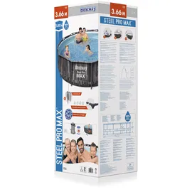 BESTWAY Steel Pro Max Frame Pool Set 366 x 100 cm holzoptik inkl. Filterpumpe