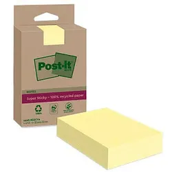 Post-it® Super Sticky Recycling Notes Haftnotizen extrastark gelb 4 Blöcke