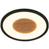 Briloner - LED Deckenlampe mit Holzdekor, indirektes Licht, 3.000K warmweiß, Lampe, Deckenleuchte, Wohnzimmerlampe, LED Panel, Küchenlampe, Deckenbeleuchtung, 29x3 cm, Schwarz