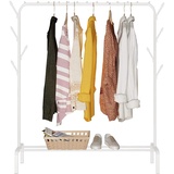 edihome, Kleiderständer, Kleiderstange, 118X148X39cm, Schuhregal, Metallisch, Stabil, Clothes Rack, Klamotten Ständer, Clothes Organizer (Weiß)