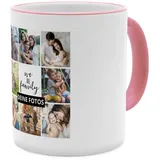 PhotoFancy® - Fototasse 'Collage' - Personalisierte Tasse mit eigenem Foto - Rosa - Layout Collage 9 Bilder