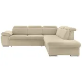 luma-home Ecksofa, Greige, 4-Sitzer, Füllung: Komfortschaum, L-Form, Eckteil, einzeln stellbar, Ottomane rechts,L-Form, 283x228 cm, Wohnzimmer, Sofas & Couches, Wohnlandschaften, Ecksofas