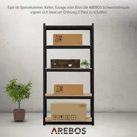 Arebos 2er Set Schwerlastregal 180 x 90 x 40 cm 875 kg 5 MDF-Platten | Schwarz