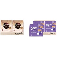 Senseo Pads Café Latte, 80 Kaffeepads, 10er Pack, 10 x 8 Getränke & Milka Kakao Pads, 40 Senseo kompatible Pads, 5er Pack, 5 x 8 Getränke, 560 g