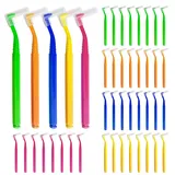 SKHAOVS 40 Stück Interdentalbürsten,Push Pull Interdentalbürste,L-Förmige Zahnzwischenraumbürsten,Zahnzwischenraumreiniger Bürste mit rutschfestem Griff,Mundpflege (5 Farben)