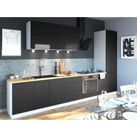 Feldmann-Wohnen Küchenzeile Florence, 372,2cm weiß RAL 7015 mit Arbeitsplatte schiefergrau matt grifflos grau
