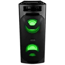 Medion P67032 Party-Soundsystem (Partylautsprecher, Karaoke, UKW Radio, Bluetooth 2.1, Kompaktanlage, 2X 200 Watt, Farbige LED, USB, AUX, 2X Mikrofonanschluss)