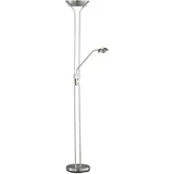 Stehlampe Wohnzimmer Deckenfluter LED dimmbar mit Leselampe Stehlampe mit Leselampe, Metall Glas , 2x LED 23 Watt 2600Lm warmweiß, LxBxH 24,5x50x180 cm