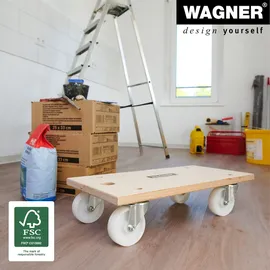 Wagner System GmbH WAGNER Transporthilfe Multiplex BIRKE 24 mm 59 x 30 x 14,5 cm, Rollen Ø 100 mm, Tragkraft 500 kg