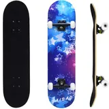 ERNAN Skateboard 31x8 Zoll für Kinder Jugendliche Erwachsene, komplettes Standard-Skateboards, 7 Schichten Ahorn-Deck, konkaves Skateboard (Starry Sky)