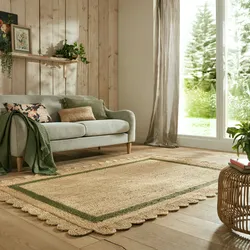 Einzigartiger Jute Teppich Grace, Handarbeit, von Kadima Design. Farbe: Braun-Grün, Größe: 160x230 cm