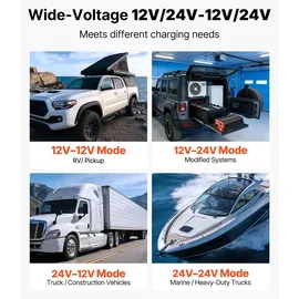 Vevor DC-DC Ladebooster 40 A 520 W, Ladegerät für Lichtmaschine 12 V / 24 V-12 V / 24 V Schnellladung für LiFePO4 AGM Gel Batterien & Powerstations Wohnmobil Caravans Notstromversorgung zu Hause