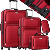 KESSER KESSER® 4tlg Trolley Kofferset Reisekoffer Set mit Rollen Komplettes Business 4er Set S M L XL Netzfach Rollen Teleskopgriff Koffer Reisetaschen Stoffkoffer Handgepäck