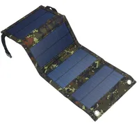 Solarzellen, tragbar, wasserdicht, 20 W, 5 V, faltbar, USB, für den Außenbereich, mit Karabiner, Batteriezellen, Ladegerät für Camping, Wandern (Camouflage)