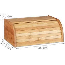 Relaxdays Brotkasten Bambus breit braun, 40x16.5x27.5 cm