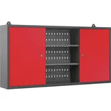 Jan Nowak Hängeschrank Werkzeugschrank Werkstattschrank Metallschrank Lochwand Metall, 120 cm x 60 cm x 20 cm Anthrazit/Rot)
