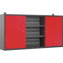 Jan Nowak Hängeschrank Werkzeugschrank Werkstattschrank Metallschrank Lochwand Metall, 120 cm x 60 cm x 20 cm Anthrazit/Rot)