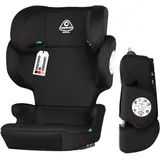 capsula® Kindersitz-Isofix-I-Size I Gruppe II/III, 15–36 kg, 100–150 cm, 4–12 Jahre, faltbar, 14-fach verstellbar, Seitenschutz, universeller Autositz für Kinder, schwarz