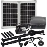 Agora-Tec Agora-Tec® Solar Springbrunnen Teichpumpen - Set 20W-BL-Li mit Akku und LED Licht