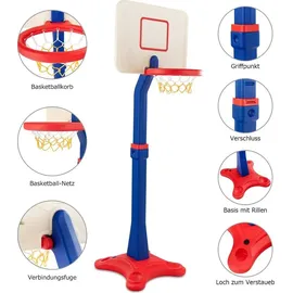 Costway Basketballständer Kinder, Basketballkorb mit Ständer, Basketballanlage 8 stufig höhenverstellbarer, Korbanlage mit Rillen, geeignet für...