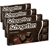 Schogetten Edel-Zartbitter 100g Schokoladentafel, praktisch einzeln portioniert. Ein Genuss. Stück für Stück. (Packung mit 4)