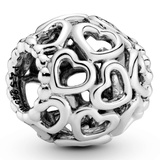 Pandora All Over-Herzen Charm Sterling-Silber 11 x 11 x 10,7 mm (T/H/B)