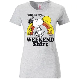 LOGOSHIRT Peanuts - Snoopy & Woodstock - Weekend grau L