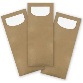 itenga 24x Bestecktasche aus Papier Kraftkarton Einweg mit Serviette
