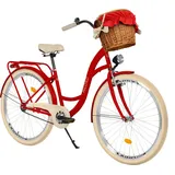 Milord Komfort Fahrrad Mit Weidenkorb City Damenfahrrad, 26 Zoll, Rot, 1-Gang - Rot