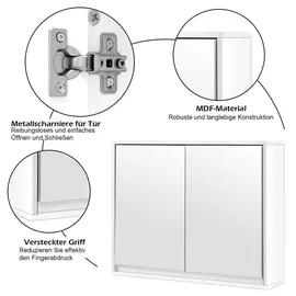Costway Spiegelschrank Badezimmerspiegel mit Ablagen, Badezimmerspiegelschrank weiß, Wandschrank Hängeschrank 55 x 14 x ... - Weiß