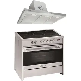 Gurari Elektro-Standherd GCH E 912 X+ GCH 461 IS 9 Dunstabzugshaube 90 cm - Silber