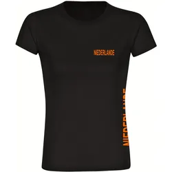 multifanshop Damen T-Shirt - Niederlande - Brust & Seite - Druck orange - Frauen