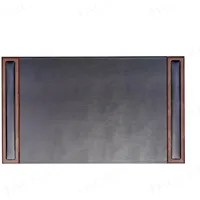 DACASSO Schreibtischunterlage aus Holz und Leder, mit Seitenschienen, luxuriöses Leder-Schreibunterlage zum Schreiben, gepolsterter Executive-Schreibtisch-Oberflächenschutz, Walnuss und Schwarz, 86,4