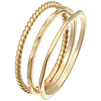 Elli PREMIUM Stapelringe Stacking Bandring 3er Set 375 Gelbgold 52 Damen