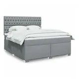 vidaXL Boxspringbett mit Matratze Hellgrau 180x200 cm Stoff