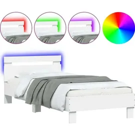 vidaXL Bettgestell mit Kopfteil und LED-Leuchten Weiß 90x190 cm