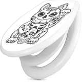 banjado Familien WC Sitz mit Absenkautomatik 44,9x37,1cm - Klobrille mit Kindersitz aus hochwertigem Polypropylen - Toilettendeckel mit Kinder Toilettensitz integriert - Motiv Winkekatze 2