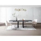 Esstisch ausziehbar - 6 bis 10 Personen - Sicherheitsglas & Keramik - Marmor-Optik Schwarz - MARDONA - Schwarz