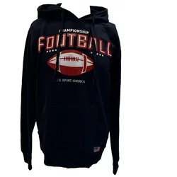 U.S. SPORT AMERICA Herren Hoodie mit Kapuze und großem Schriftzug Baumwoll-Hoodie Sommer-Pullover Freizeit-Hoodie Blau - L