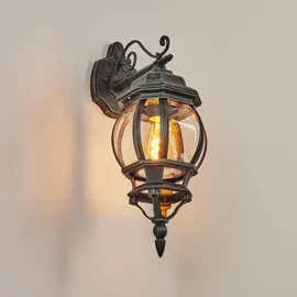 hofstein Außenleuchte Metall/Glas IP44 mit E27 schwarz/grün ohne Leuchtmittel